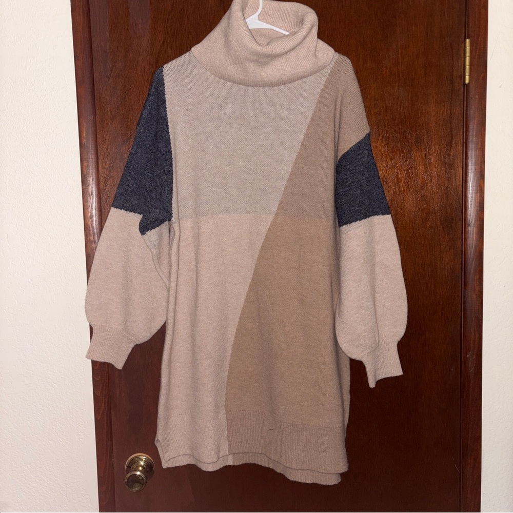 VICI Colorblock Slouchy Turtleneck Sweater